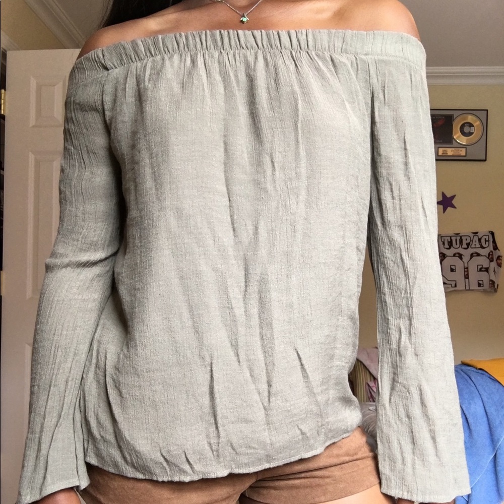 Green Loose off the shoulder shirt